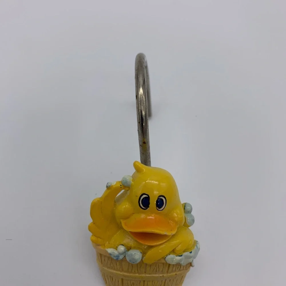 Vintage 9 Pcs Yellow Ducklings Shower Curtain Rings